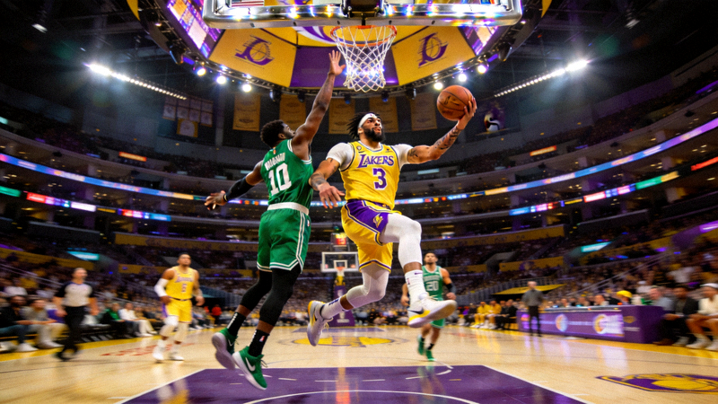 NBA湖人vs凯尔特人 戴维斯上篮